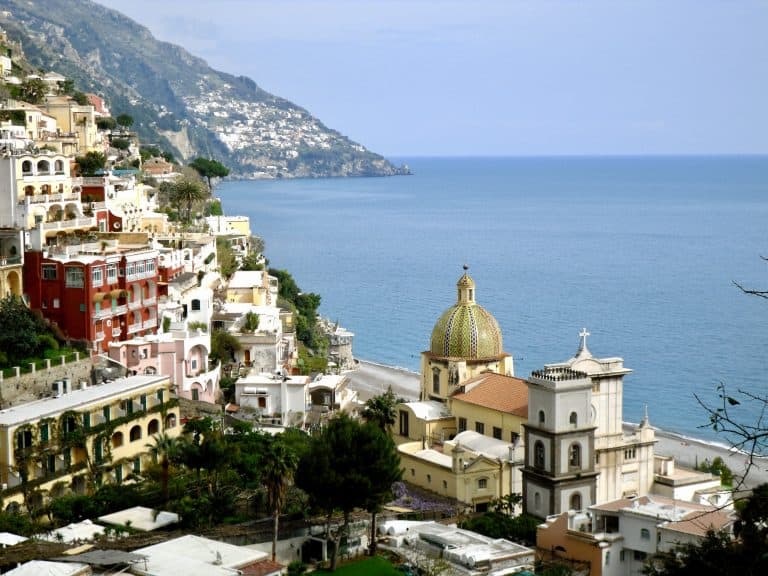 Positano, italy, overlooking the main center and the sea